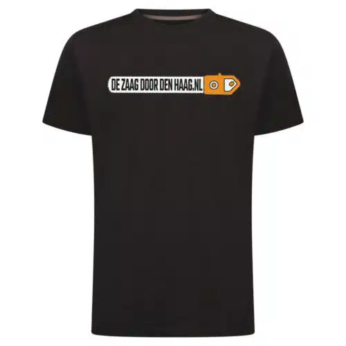 T-Shirt - Zwart, Voorkant De Zaag Door Den Haag